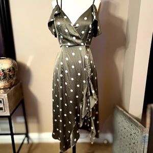 NWOT Zara light green polka dot satin dress